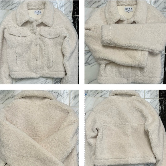 NA-KD BONDED TEDDY JACKET IN OFF WHITE, SOFT WARM AND COZY - Picture 11 of 16